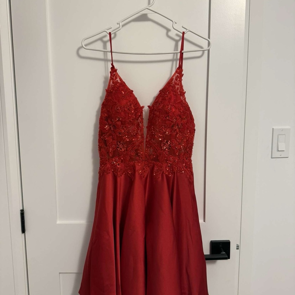 Elegant Red Lace Prom Dress